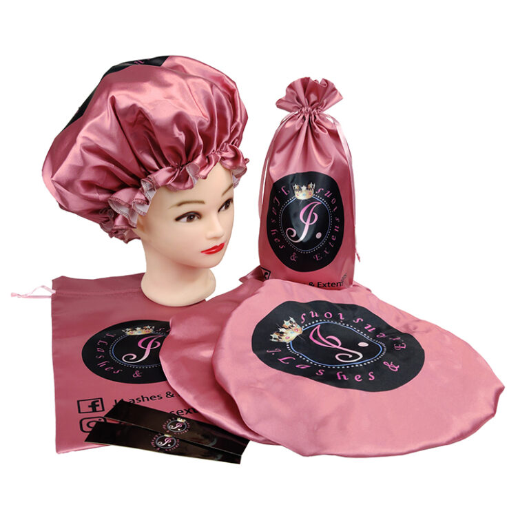 Rosa Satintasche und rosa Satinhut