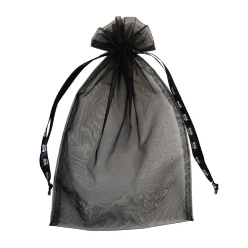Organza bag ribbon drawstring printed logo