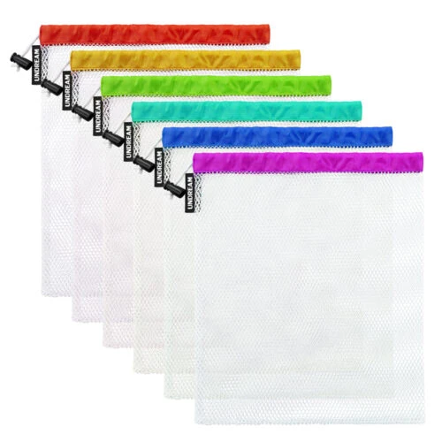 Individueller Netzbeutel mit Kordelzug und Etikett