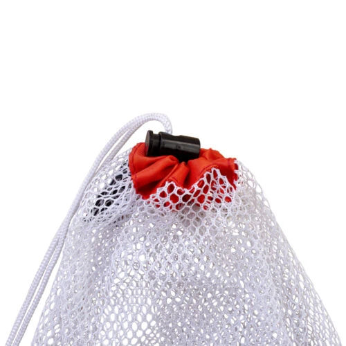 Individueller Netzbeutel mit Kordelzug und Etikett