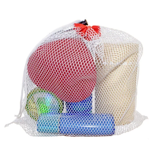 Individueller Netzbeutel mit Kordelzug und Etikett