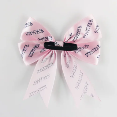 Pre-tied ribbon bow printed logo