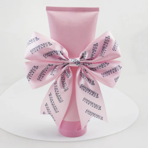 Pre-tied ribbon bow printed logo