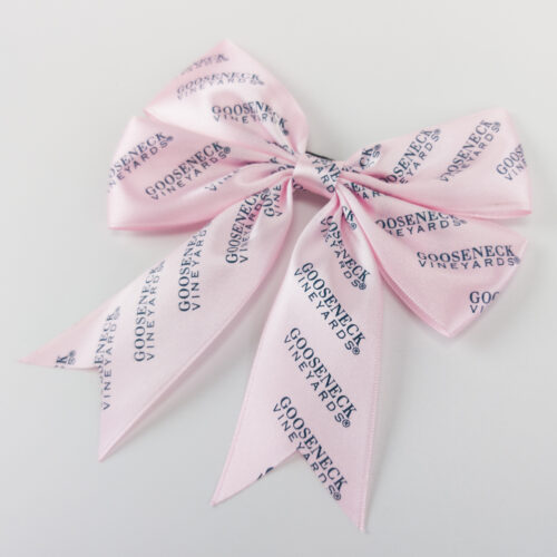 Pre-tied ribbon bow printed logo