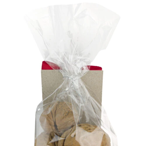 Bow with label and tinsel for food bag