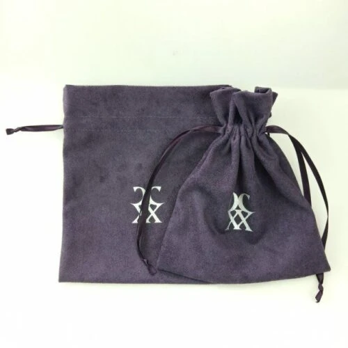 Faux suede drawstring bags