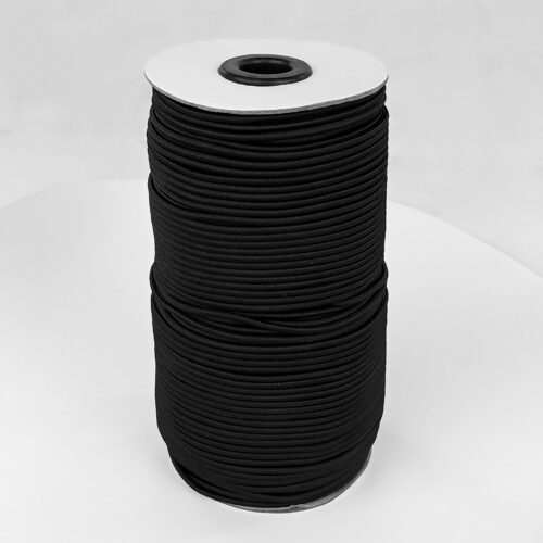 Black elastic cord on a roll.