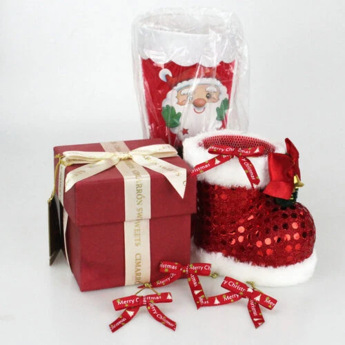 Lazos de cinta navideños personalizables para envolver regalos con múltiples opciones de materiales y colores