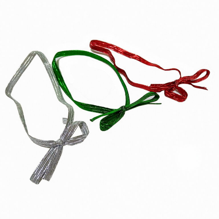 فيونكة مطاطية لامعة فضية، فيونكة مطاطية لامعة خضراء، فيونكة مطاطية لامعة حمراء، عرض