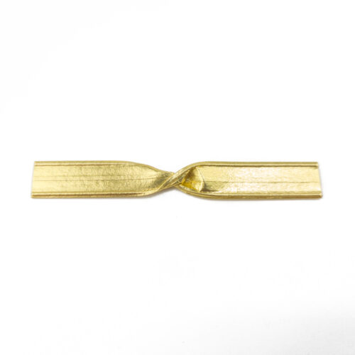 One gold double wire twist tie twisted 180 degrees.