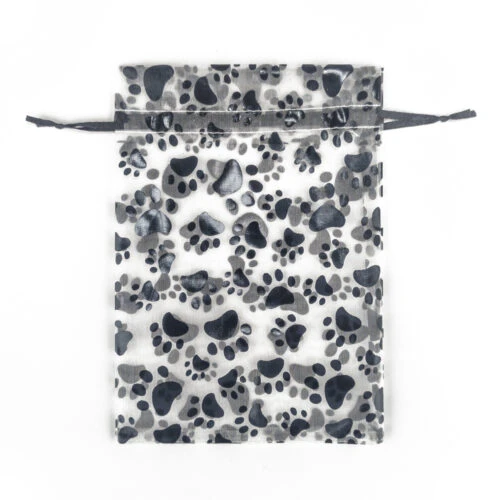 犬の足跡オーガンザ巾着バッグ - Lサイズ