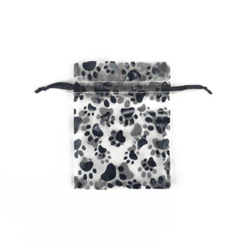 犬の足跡オーガンザ巾着バッグ - Sサイズ