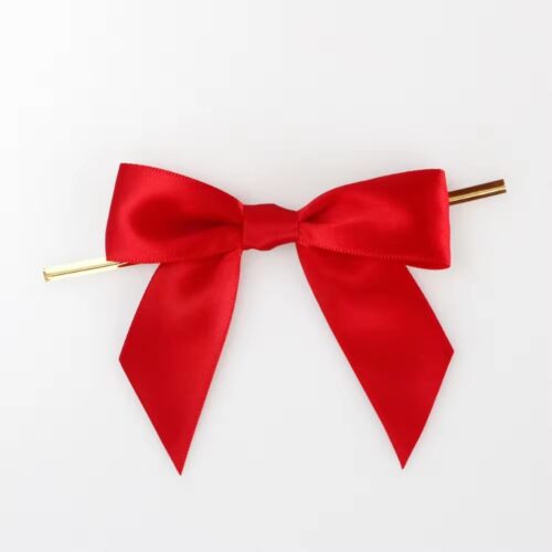 A vibrant red Ribbon Bow with Twist Tie, typically used for gift wrapping and decorations.