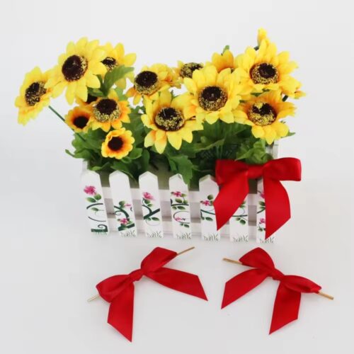 Customizable Ribbon Bow with Twist Tie in vibrant colors.