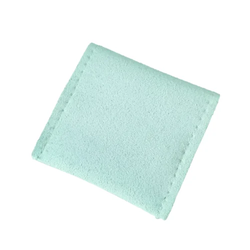 Customizable Microfiber Suede Ring Pouch in a light green hue, showcasing the material’s smooth texture.