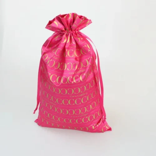 Individuelle Perückentasche mit Volldruck in leuchtendem Pink mit Kordelzugverschluss und stilvollem Muster.