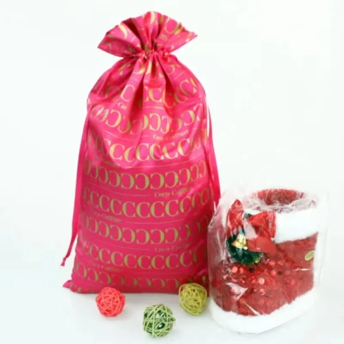 Individuelle Perückentasche mit Volldruck in leuchtendem Pink mit Kordelzugverschluss und stilvollem Design.