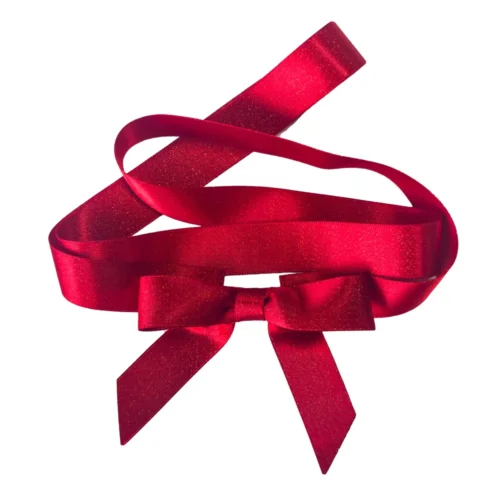 Benutzerdefinierte Gold Purl Satinband Schleife mit rotem Satinband