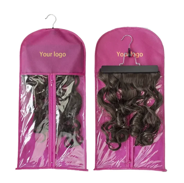 スタイルを簡単に識別できる透明な PVC ウィンドウを備えたカスタム ヘアエクステンション ストレージ バッグ