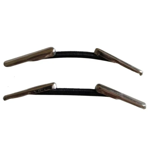 両端に金属のバーブが付いた、黒のカスタム金属バーブ弾性コード。さまざまな色からお選びいただけます。