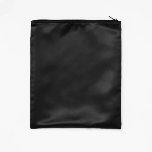 Black cap zipper bag flat on white background, sample of custom cap storage pouch