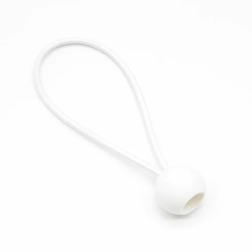 コードビーズ付きの白いゴムループ（カスタマイズ可能なコードビーズ付きゴムループの例）