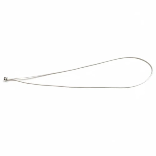 Silver elastic Menu Cord with Metal Ball showing a reinforced bead connection for secure menu binding.