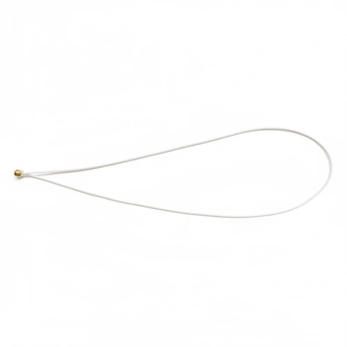White elastic Menu Cord with Metal Ball featuring a polished gold bead for professional menu and stationery binding.