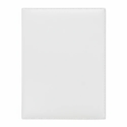 White PU leather Custom Logo Menu Cover for restaurants with professional stitched edges, fits A4 paper size.